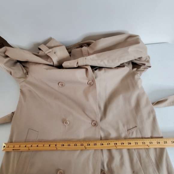 Double-Breasted Trench Coat Size 16 Classic Belted Overcoat Zip Out Lining - Picture 8 of 14